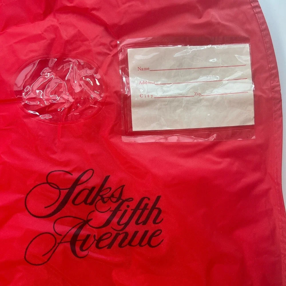 Saks Fifth Avenue Red Garment‎ Bag Suit Dress Cover with Zipper Name Card